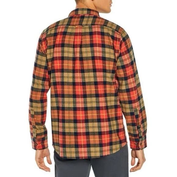 Eddie Bauer Mens Flannel Shirt XXL Orange Bristol Harvest Plaid Button Up Cotton - Picture 14 of 14